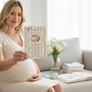 Faire-part de Baby Shower Brioché Rayé Illustratio