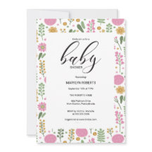 Faire-Part de Baby Shower Cadre de Fleur Sauvage N
