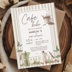 Faire-part de Baby Shower Caffè Bébé aquarelle pou