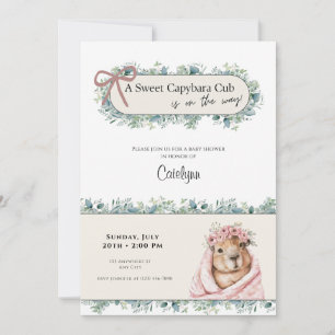 Faire-part de Baby Shower Capybara • Thème de Verd