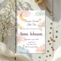 Faire-part de Baby Shower Céleste | Aquarelle