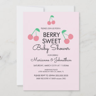 Faire-part de Baby Shower Cerises Rose Rouge