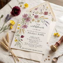 Faire-part de Baby Shower Champêtre Fleurs Sauvage