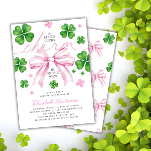 Faire-part de Baby Shower Charme Chanceux Ruban Ro