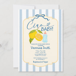 Faire-part de Baby Shower Citron Jaune Bleu Italie