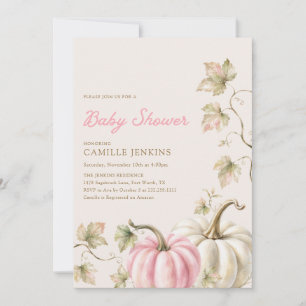 Faire-part de Baby Shower Citrouille d'Automne Fil