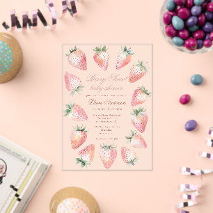 Faire-part de Baby Shower Classique aux Fraises Su
