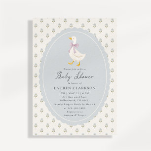 Faire-Part de Baby Shower Cottage Floral Canard de