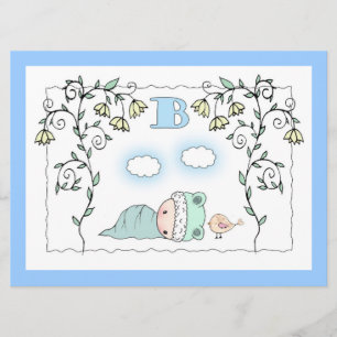Faire-part de Baby shower Cute Boy Baby et Oiseau