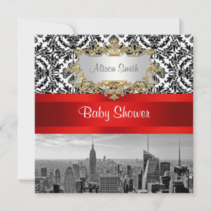 Faire-part de baby shower Damask NY City Skyline B