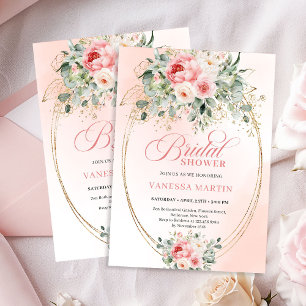 Faire-part de Baby Shower de mariage botanique ros