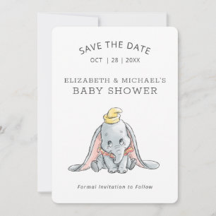 Faire-part de Baby Shower Dumbo à l'aquarelle