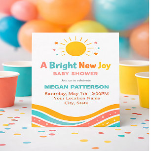 Faire-part de Baby Shower ensoleillé   Moderne et 