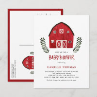 Faire-part de Baby Shower Ferme Rustique Aquarelle