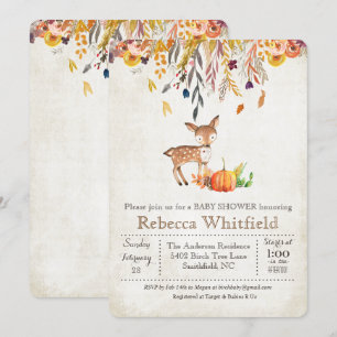 Faire-part de Baby Shower Feuilles d'Automne Cerf