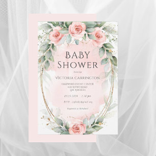 Faire-part de Baby Shower Fille au style aquarelle