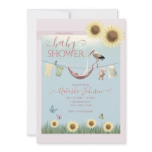 Faire-part de Baby Shower Fille au thème Tournesol