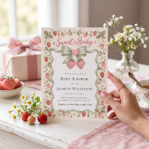 Faire-part de Baby Shower Fille aux Fraises de Fer