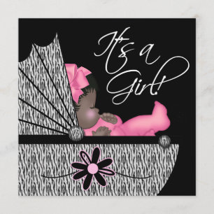 Faire-part de Baby Shower Fille Douce Fille Rayée 