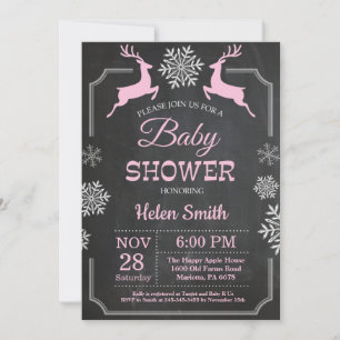 Faire-part de Baby Shower Fille Flocon de Neige Ce