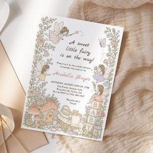 Faire-part de Baby Shower Fille Jardin de Fées Enc