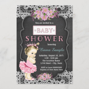 Faire-part de Baby Shower Fille Princesse Tutu Tab