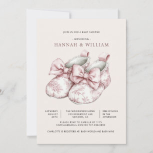 Faire-part de Baby Shower Fille Toile Rose