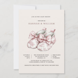 Faire-part de Baby Shower Fille Toile Rose