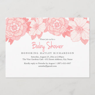 Faire-part de Baby Shower Fleur de Corail