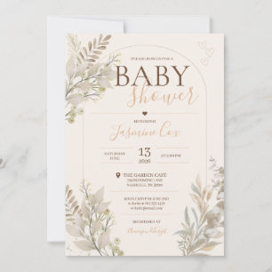 Faire-part de Baby Shower Fleur de Wild Neutral