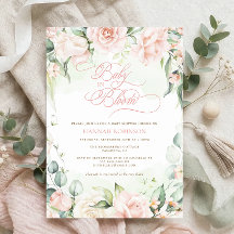 Faire-part de Baby Shower Fleurs en Fleur Rose