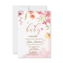 Faire-Part de Baby Shower Fleurs Sauvages Cadre Fl