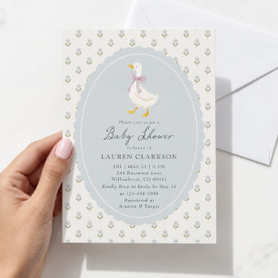 Faire-part de Baby Shower Floral Cottage Oie de Fa