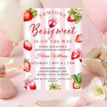 Faire-part de Baby Shower : Fraises Coquettes
