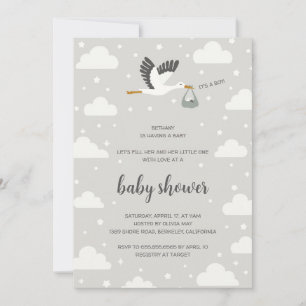 Faire-part de baby shower garçon avec illustration