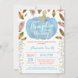 Faire-part de Baby Shower Garçon Citrouille Automn