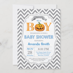 Faire-part de Baby Shower Garçon Citrouille d'Hall