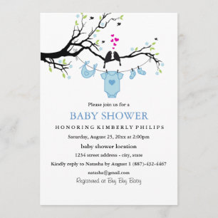 Faire-part de Baby Shower Garçon Oiseaux de l'Am