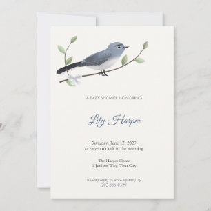 Faire-part de Baby Shower Gnatcatcher sur une brin