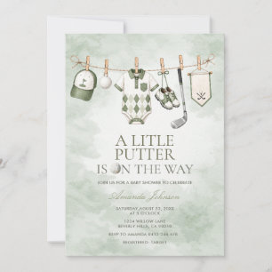 Faire-part de Baby Shower GOLF Green Little Putter