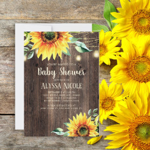 Faire-part de Baby Shower Guirlandes de Tournesols