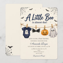 Faire-part de Baby Shower Halloween A Little Boo
