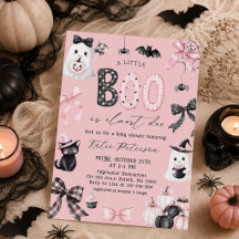 Faire-part de Baby Shower Halloween Little Boo Gir