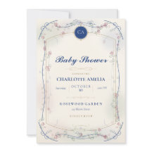 Faire-part de Baby Shower Jardin Bleu Français