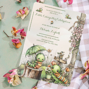 Faire-part de Baby Shower Jardin Chenille Mignonne