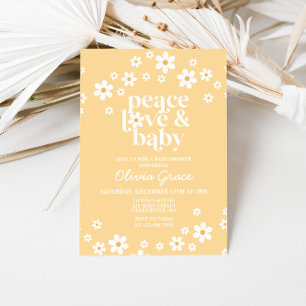 Faire-part de Baby Shower Jaune Marguerite Paix Am