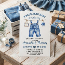 Faire-part de Baby Shower Jean Bleu Garçon