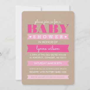 Faire-part de Baby Shower kraft moderne rustique b