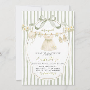 Faire-part de Baby Shower Linge de Rechange Fleur