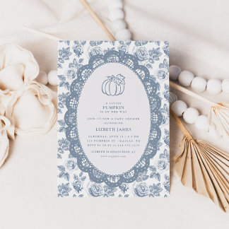 Faire-part de Baby Shower Little Pumpkin Blue Toil
